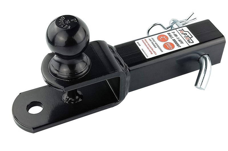 TOPTOW ATV/UTV Trailer Hitch Towing Ball Mounts, 2-Inch Ball, Clevis Pin, Fits 2-Inch Receiver - Image 2